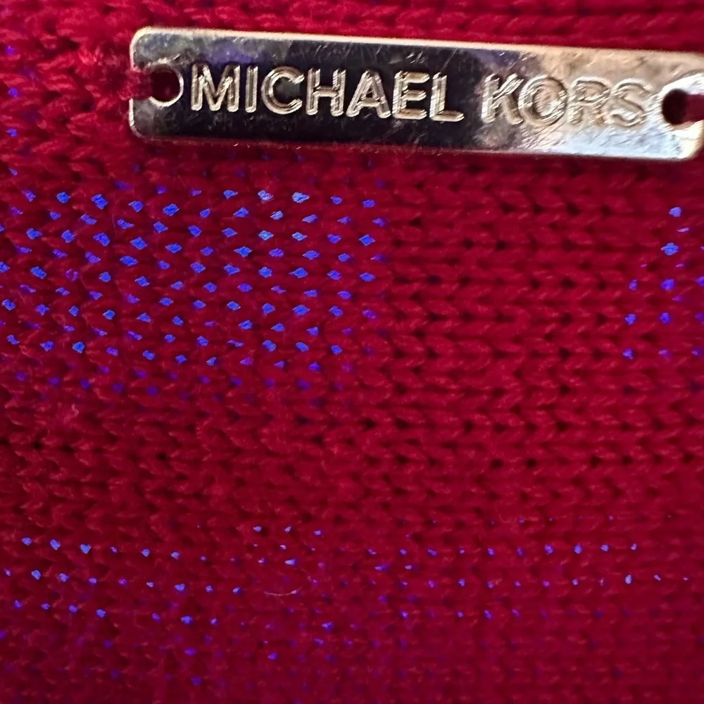 Michael Kors Red Knit Boat neck tunic Sweater Double Side Zippers Size M